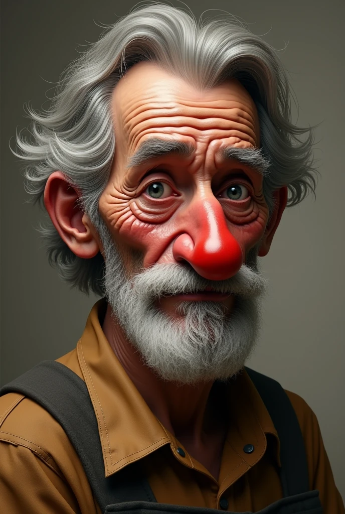mastro antonio, mastro ciliegia of pinocchio story, old carpenter with shiny and red nose like a cherry, realistic style