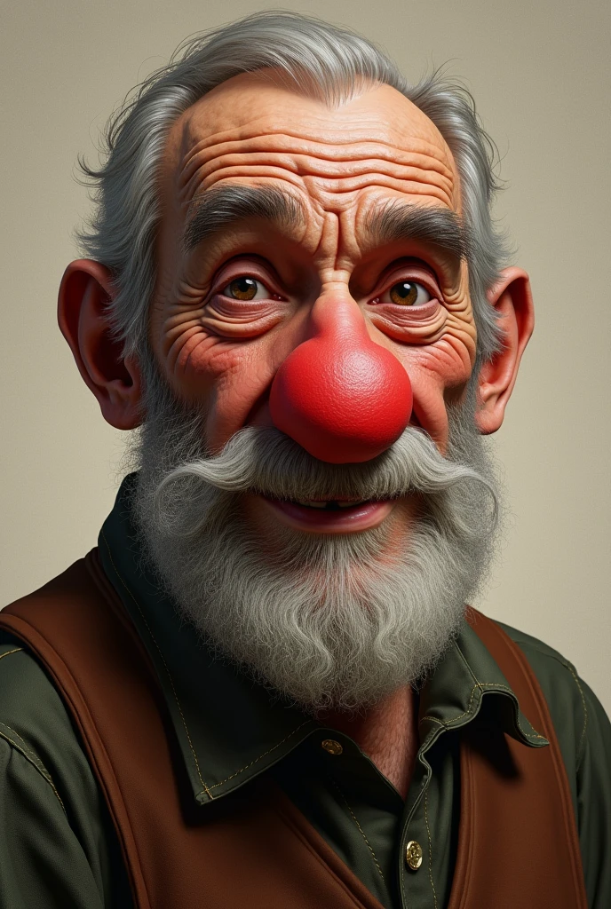 mastro antonio, mastro ciliegia of pinocchio story, old carpenter with shiny and red nose like a cherry, realistic style