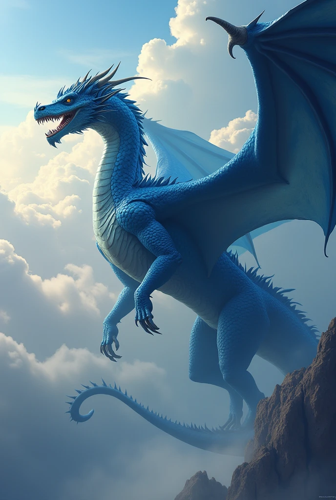 (photorealism:1.2), blue dragon, big size