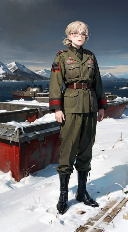 Masterpiece, full body shot of a beautiful 13 years old Norwegian teenage girl in a post-apocalyptic frozen wilderness, punk blonde short hi-top hair shaved on sides, blue-grey eyes, very pale skin, high detailed skin, runners slim body, tense face, dramatic face, tough face, very tired face, wearing military dirty white pants, wearing a military scarf white and grey pattern, wearing a winter camo military vest, wearing punk jewelry, viking tatoos, Badass girl, killer girl, wild girl, post-apocalyptic style, RAW, Dramatic lighting, threatening nordic sky, 8K, ultra high res.photorealistic, UHD, DSLR, Phase one XF IQ4, 150 MP, apocalyptic and devastated frozen snowy Fjord landscape in the background, dirt, dust, rumbles, debries, Mad Max movie vibes Modest outfit, remote shot, detailed beautiful delicate face, detailed beautiful delicate eyes, perfect facial proportions, high-definition skin, fine skin, four-inch best ratio. With one thumb, a masterpiece, highly detailed, realistic, (World War II German general uniform reference : 1.8), the highest face resolution, adult, modestly dressed woman, dressed entirely, ( small, black hair, black straight bangs, super fine braids, straight bangs, red glasses, dark green eyes), future, science fiction, fighter plane, standing On the landing of a fighter plane, the government agency, a deep intelligent personality, a calm expression, a respectful face, a war, a fighter plane (La mejor calidad:1.1), (Obra maestra:1.4), (absurdos:1.0), retrato, primer plano,1girl, Marinero Urano, KizukiAi, Mujer madura, small breasts, aqua eyes, cabello rubio, Uniforme Sailor Senshi, Collar de marinero, arco de pecho, Arco trasero, Falda suplicante, Guantes blancos de codo, Acostado boca abajo, en el suelo, con el trasero en alto, mostrando el culo de espaldas, without looking back