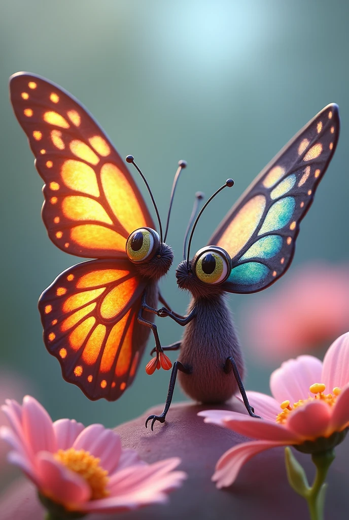 A beautiful 3d butterfly talking