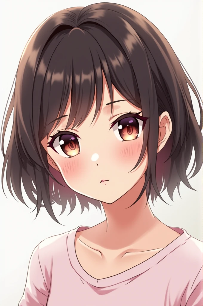 Create a drawing of an anime girl with short hair