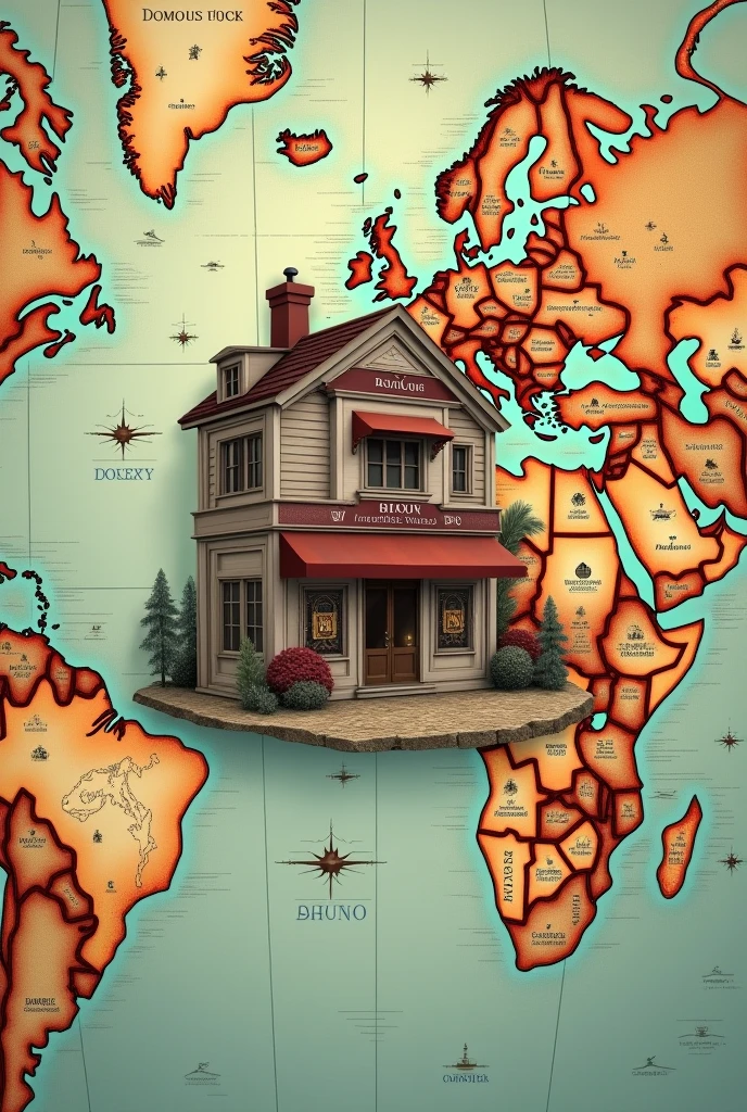 World map, global famous, shop A one boutique writer, map picture, a one

