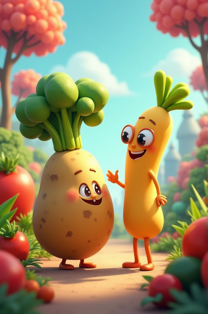 cartoon characters from potato and lady finger
