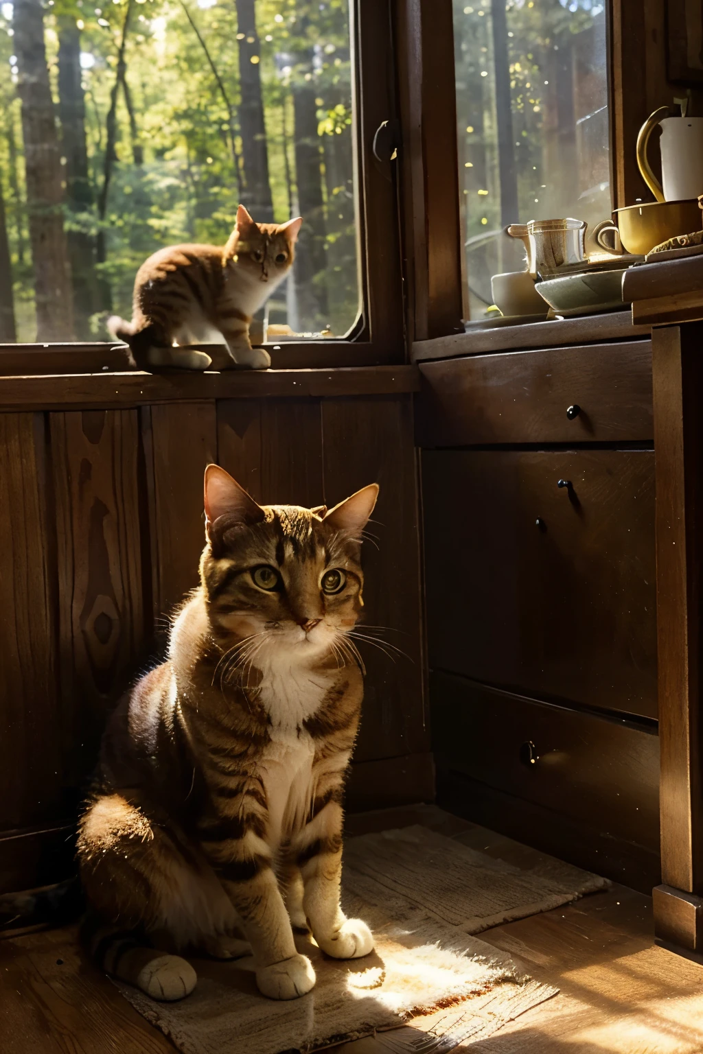 Sunny was no ordinary cat. With a sleek, golden coat and bright, twinkling eyes, she was always ready for an adventure. Sunny lived in a cozy house at the edge of the Whispering Woods, a magical forest filled with wonders.