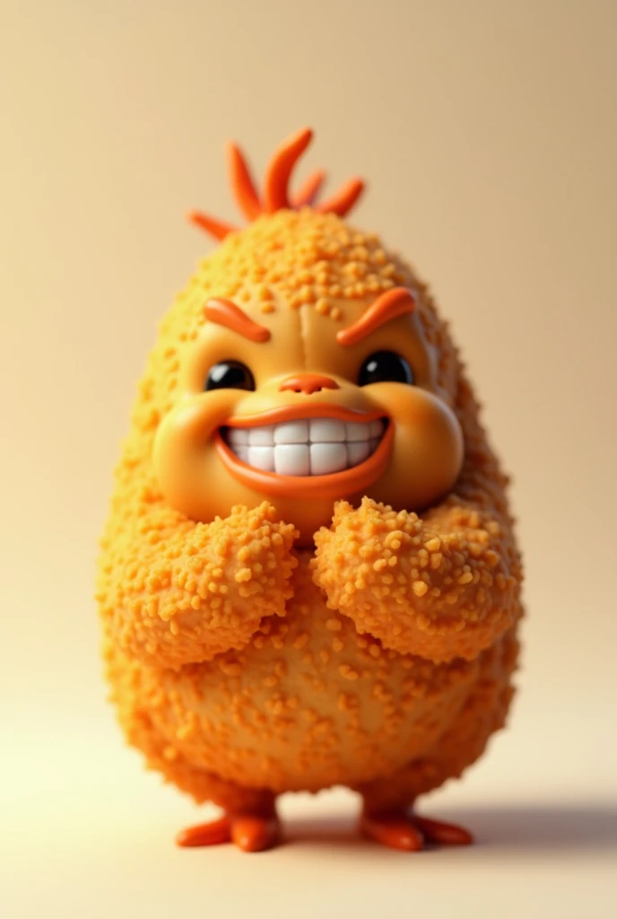 a chicken nugget smirking