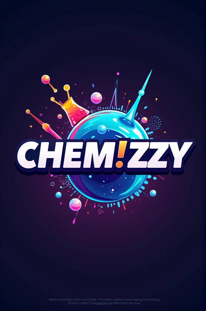 Create a logo of CHEM!ZZY with chemistry theme
