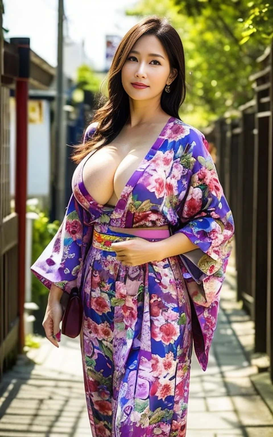 (8K, highest quality, masterpiece:1.2), (realistic, Photoreal:1.3), super detailed, (beautiful Japanese MILF, Japanese mature woman, 48 years old:1.7), (huge breasts:1.5), yukata