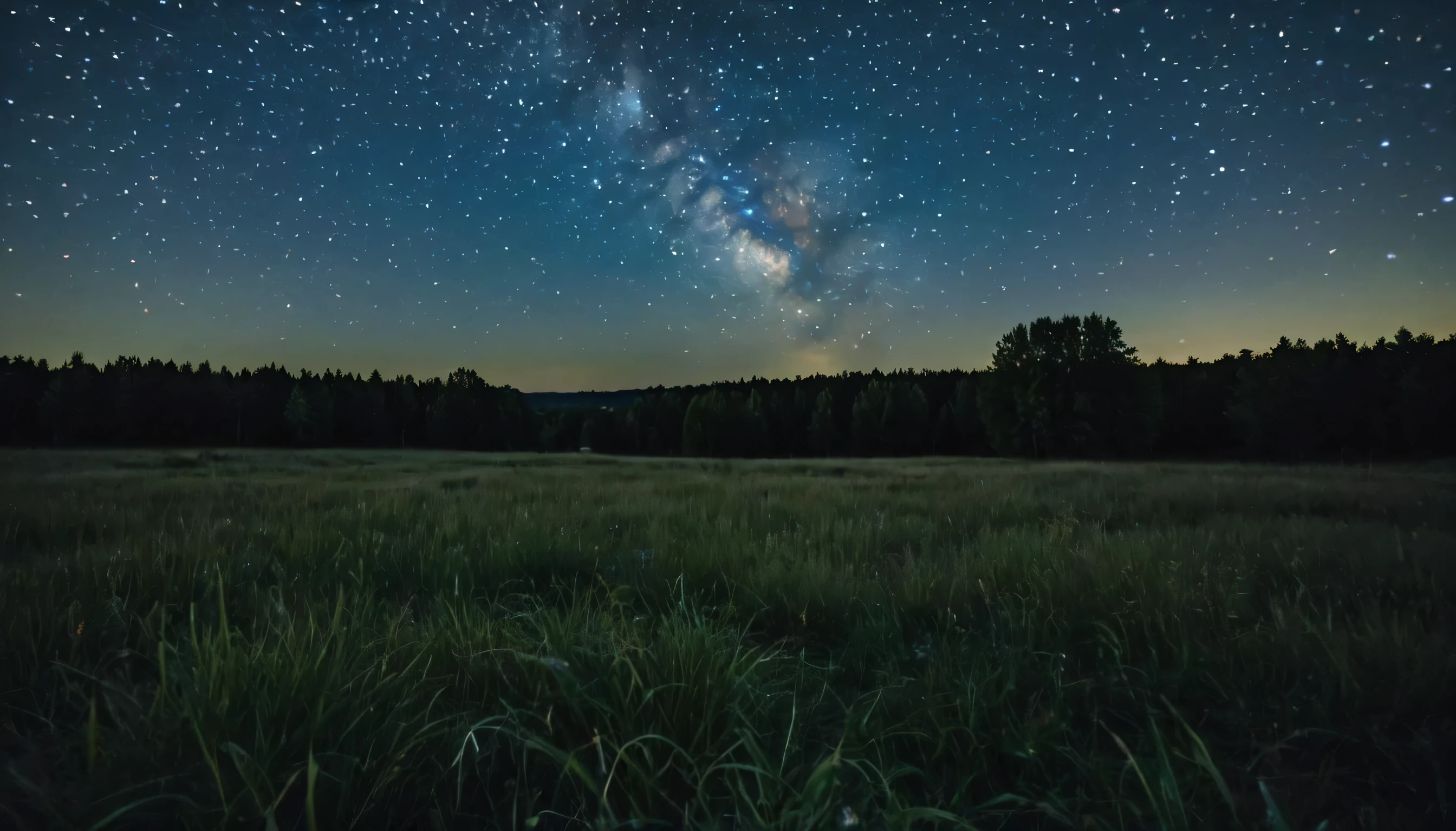 The starry night sky viewed while sitting in a grassy field