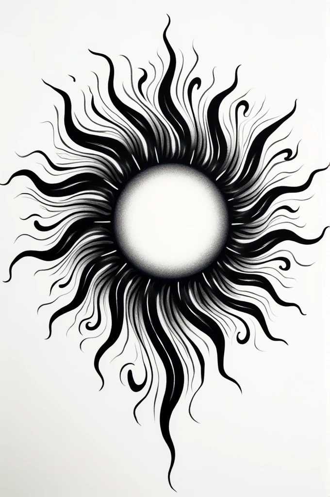 Sure! Here's a prompt in English for a tattoo design:
"Design a black-colored tattoo featuring a sun with flamboyant and stylish elements. The sun should have intricate, swirling rays with a bold and modern aesthetic. The overall design should be elegant and sleek, suitable for a fashionable and unique tattoo."
Would you like to add any specific details or symbols to this design?