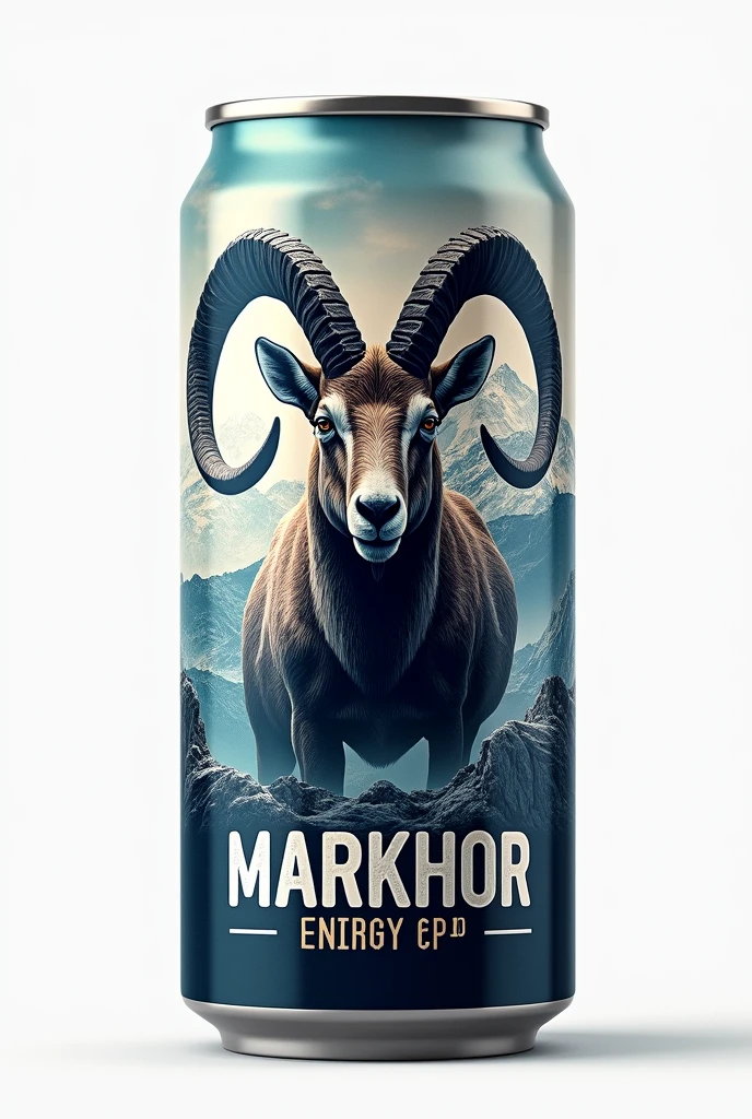 Energy drink can design with brand name markhor