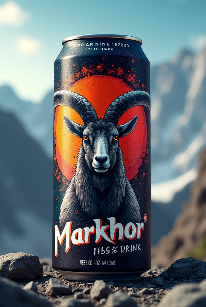 Energy drink can design with brand name markhor 