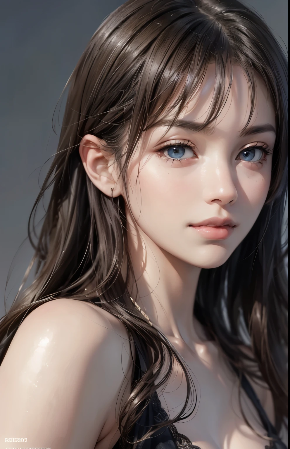 (extremely realistic), (illustration), (improved resolution), (8k), (very detailed), (Best illustration), (beautiful and delicate eyes), (best quality), (very detailed), (masterpiece ), ( wallpaper), (detailed face), alone, 1 girl, looking at viewer, fine details, detailed face, in the dark, deep shadows, low key, pure face_v1, smiling, long hair, black shawl straight hair , 46 point diagonal bangs