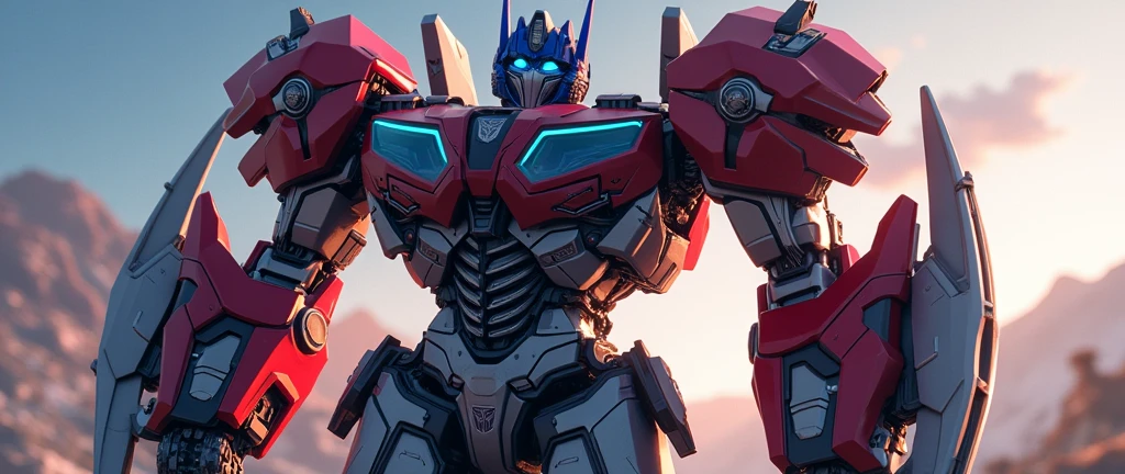 Optimus Prime, Neiru Aonuma, transformers, Wonder Egg Priority, crossover, detailed mecha design, highly detailed faces and expressions, dynamic poses, cinematic lighting, vibrant colors, dramatic atmosphere, photorealistic, 8k, ultra-detailed, hyperrealistic, masterpiece, intricate mechanical details, advanced technology, striking visual effects, seamless integration
