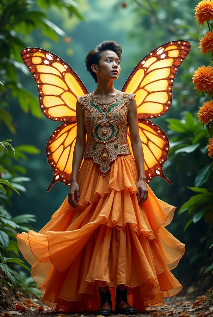 create a simple men fairy core costume that is ethnic and phillipine context for men with top male