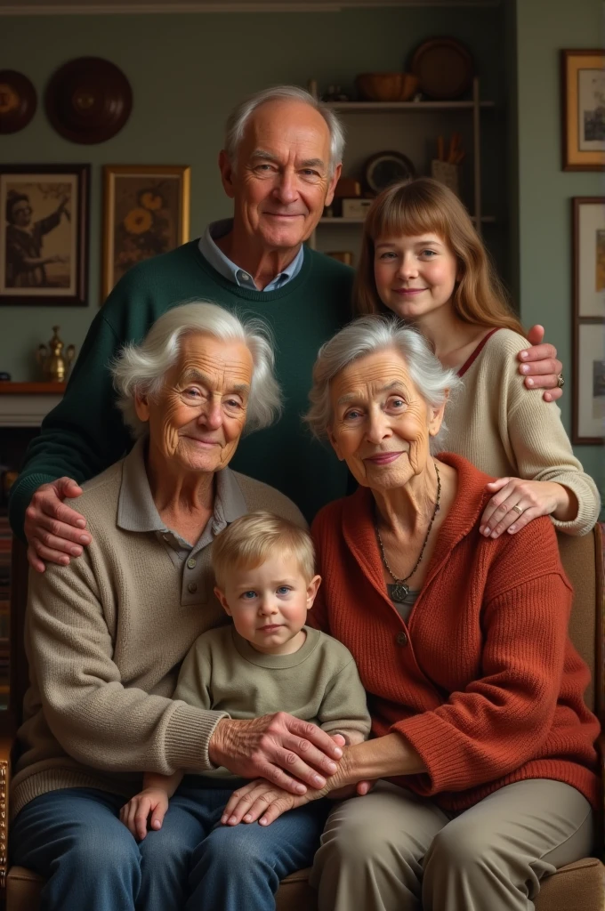 Family having old parents and brother and sister