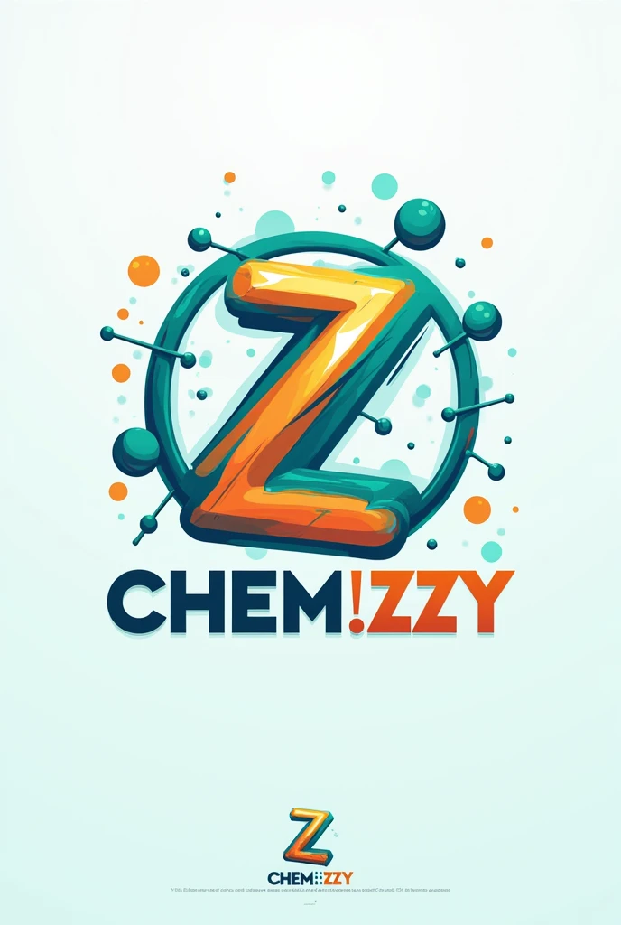 Create a logo named CHEM!ZZY with chemistry theme also put a slogan under that logo name and the the slogan will be CHEMISTRY IS EASY