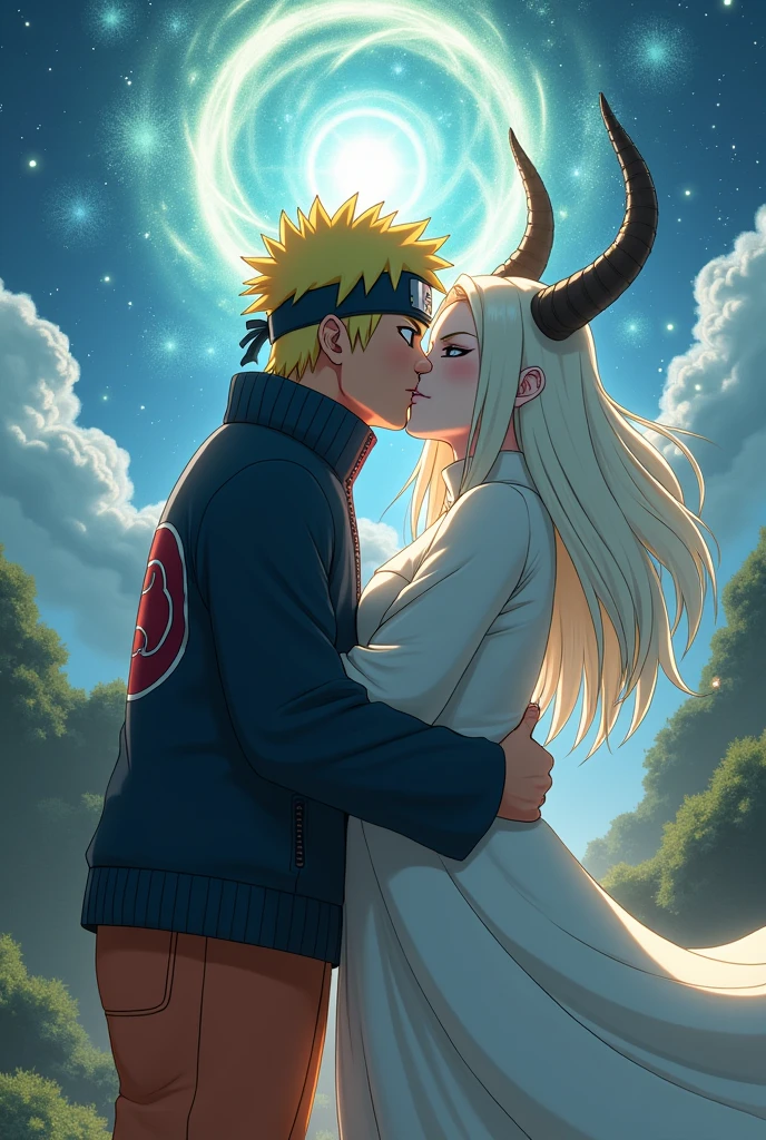 Naruto kissing kaguya in front of his husband