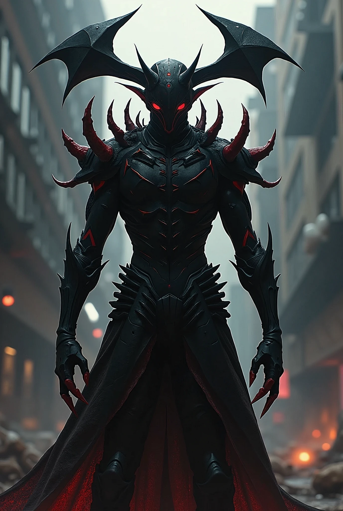 So my ukaku is attached to my upper back They are shaped like wings and shoot energy projectiles my koukaku works as body armor covering my torso arms and legs in a strong but flexible armor my rinkaku are tentacle like appendages i have 3 that attach on the outer side of each side of my back from top to bottom of my back and face forward they are prehensile like a monkeys tail and are pointed at the end so i can stab/jab and they have a circular shape i then have 2 bikaku that are like tails that attach to my lower back one on each side of my lower back and go over each shoulder they are also in a circular shape and spiked but on the end is more of a sharp hook