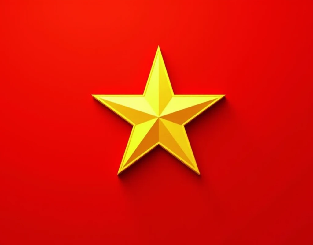 Vietnamese national flag combined with the map of Vietnam
I want it to be the national flag shape
Red background , sao vàng và bản đổ kết hợp với nhau sao cho nhỏ và hài hoà
Ngôi sao hình nổi còn bản đồ mờ và nhạt hơn
Ngôi sao kiểu 3d 
Bản đồ tối giản hơn chút
Viền bản đồ màu trắng
Bản đồ và ngôi sao kết hợp 