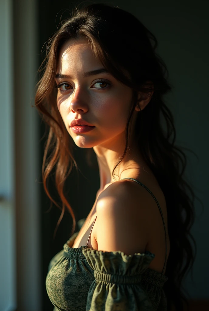 a beautiful young teenage girl, detailed face, beautiful eyes, long eyelashes, perfect facial features, flawless skin, detailed clothing, hip-hugging skirt, showing off her curvy butt, high quality, photorealistic, cinematic lighting, dramatic colors, intricate details, masterpiece