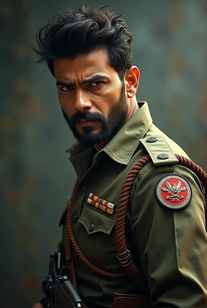 Rebel star Prabhas as fauji in military uniform and military hair cut