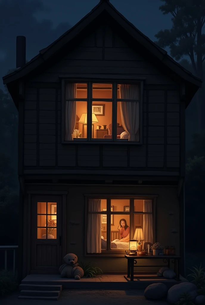 A wooden Flat in 2nd Floor, Night Time