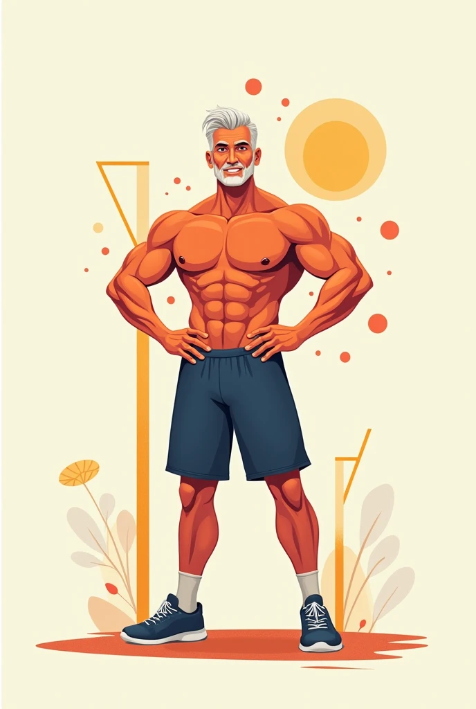 A poster drawing of a man seeing the importance of being physically fit by doing exercise