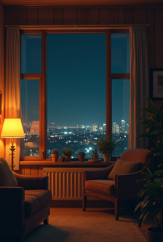 A wooden Flat in 2nd Floor, Night Time