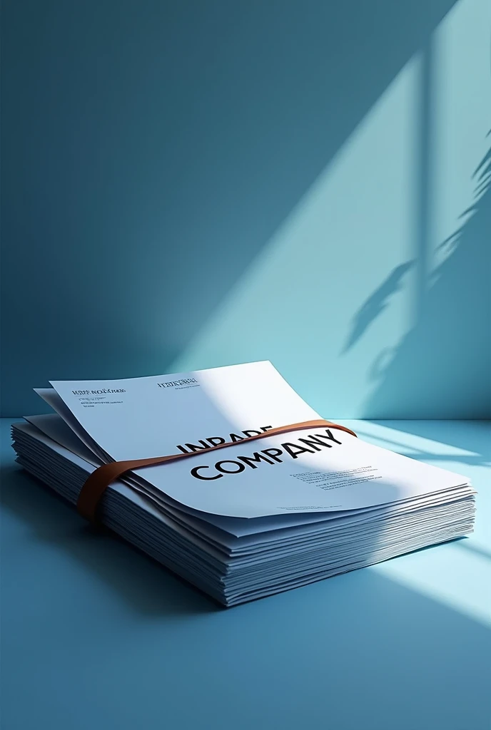 A Facebook cover for an accounting company that says "INRADE COMPANY", This should feature blue, black and white with sealed documents that have the INRADE COMPANY logo present