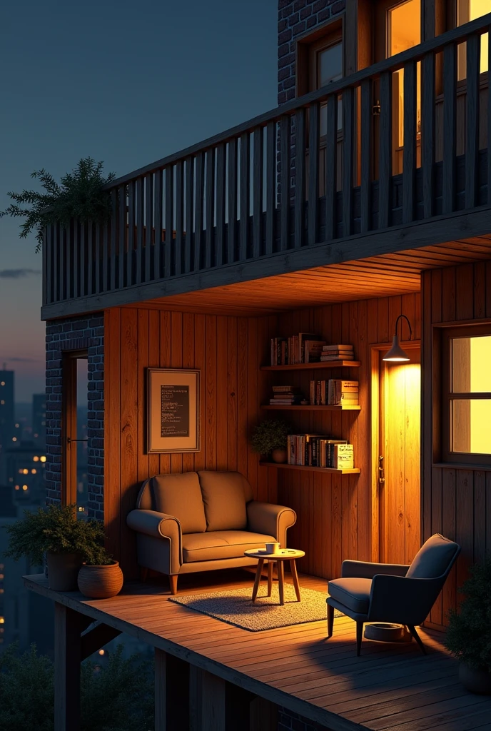 A wooden Flat in 2nd Floor, Night Time