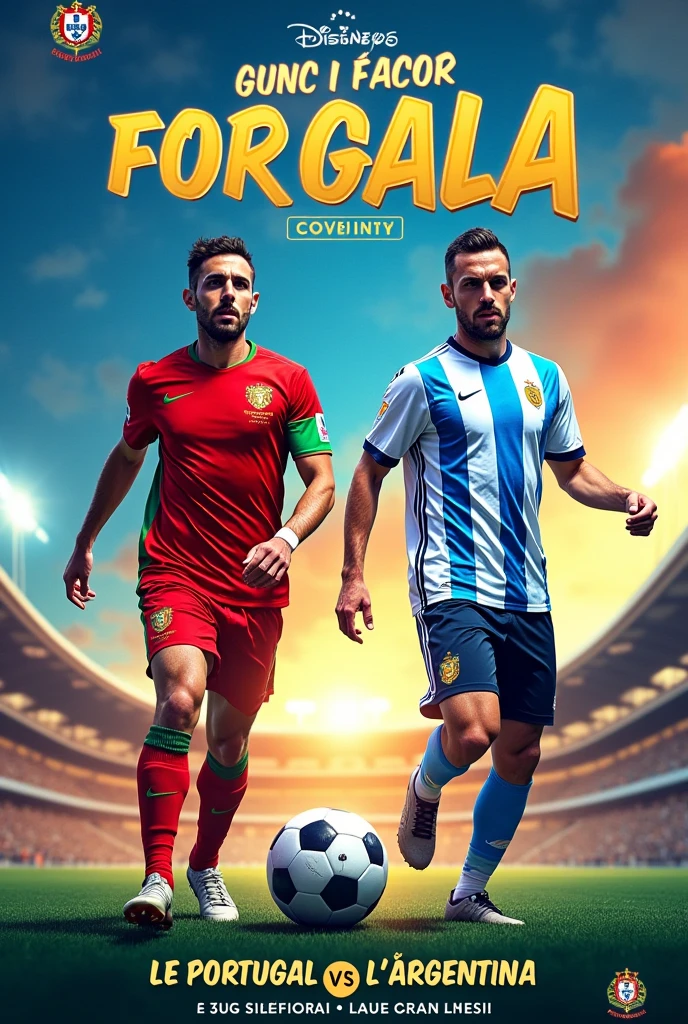 Affiche publicitaire en français annoncant un match de galla
Détail figurant sur l’affiche
Équipe : portugal et argentine
Heure :10h30
Stade : stade du marché
Lieu : biyem-assi