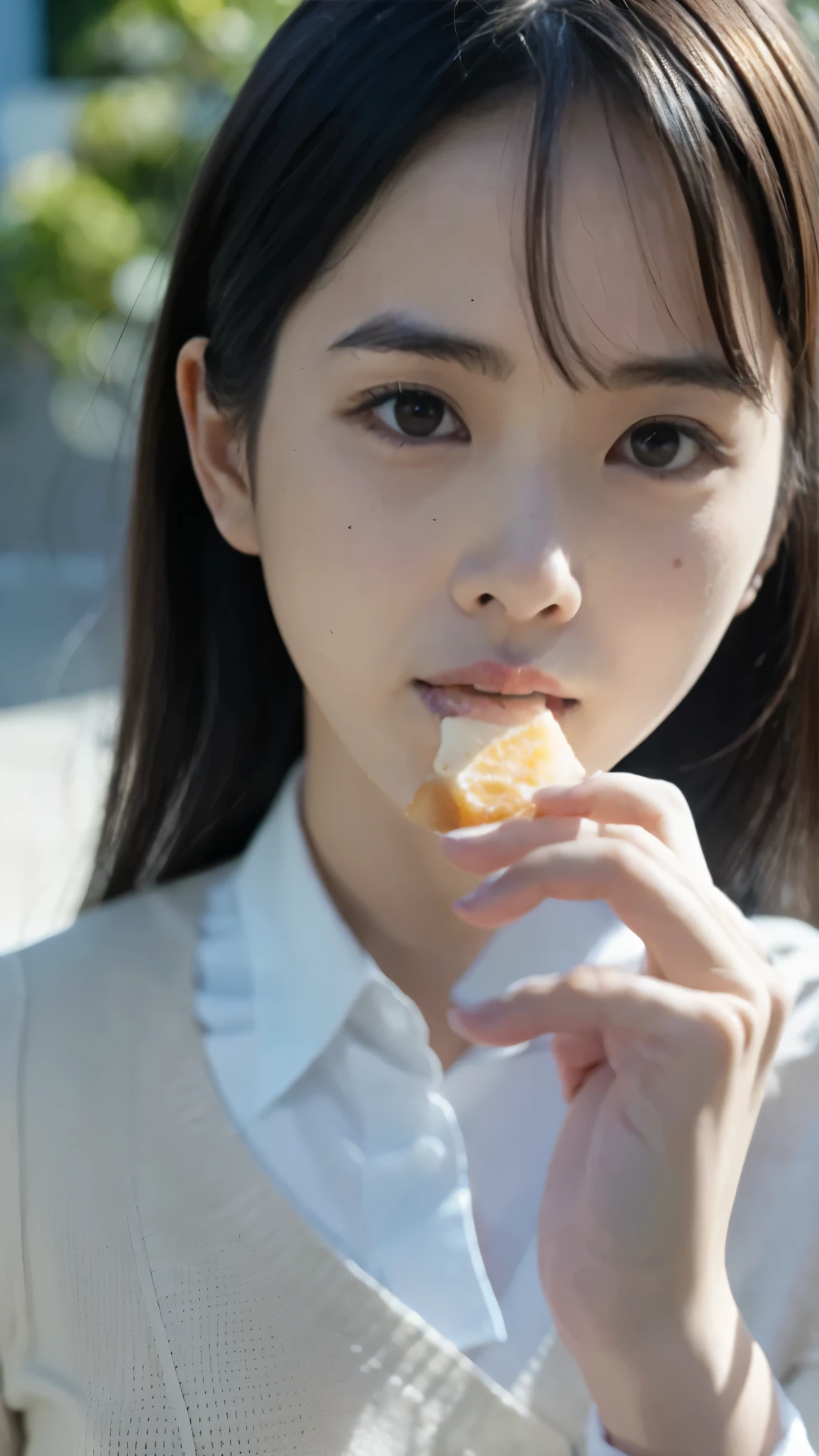 He's got a piece of bread in his mouth.:255, Everything modern:1.66, Cute Japanese Women Photos, smile, 20-year-old, Oil and hair balm for one-length straight hair:1.55, (photo Realistic:1.4), (hyper Realistic:1.4), (Realistic:1.3), (Smoother lighting:1.05), (Improving the quality of cinema lighting:0.9), 32K, 1 person,20-year-oldの, Realistic lighting, Backlight, The light shines on your face, Ray Tracing, (Bright light:1.2), (Improvement of quality:1.4), (Highest quality Realistic textured skin:1.4), fine grain, Detailed face,(smile:0), (Emphasis on face close-up:1.3), (Enhances the beauty of skin texture:1.1),((Extremely precise and accurate anatomy:1.0)), (Enhances the beauty of skin texture:1.1), Clean and glowing skin, mesh, thin:1.2, (Realistic:1.3), Realisticなライティング, (Smoother lighting:1.05), 32K, One Japanese woman, fine grain, Detailed face, (Film Grain:1.1),(Accentuates body lines:1.1), High resolution, Natural look, Kind eyes, Improves hair quality, Delicate light and shadow, Transparent muscles, Graceful pose, Beautiful Eyes, Sharp details, Soft light reflection, Beautiful contours, Delicate skin tone, Fine hair texture,Cute Japanese Women Photos,