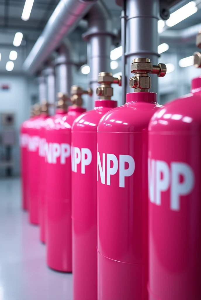 pink color gas cylinders with name NPP in modern