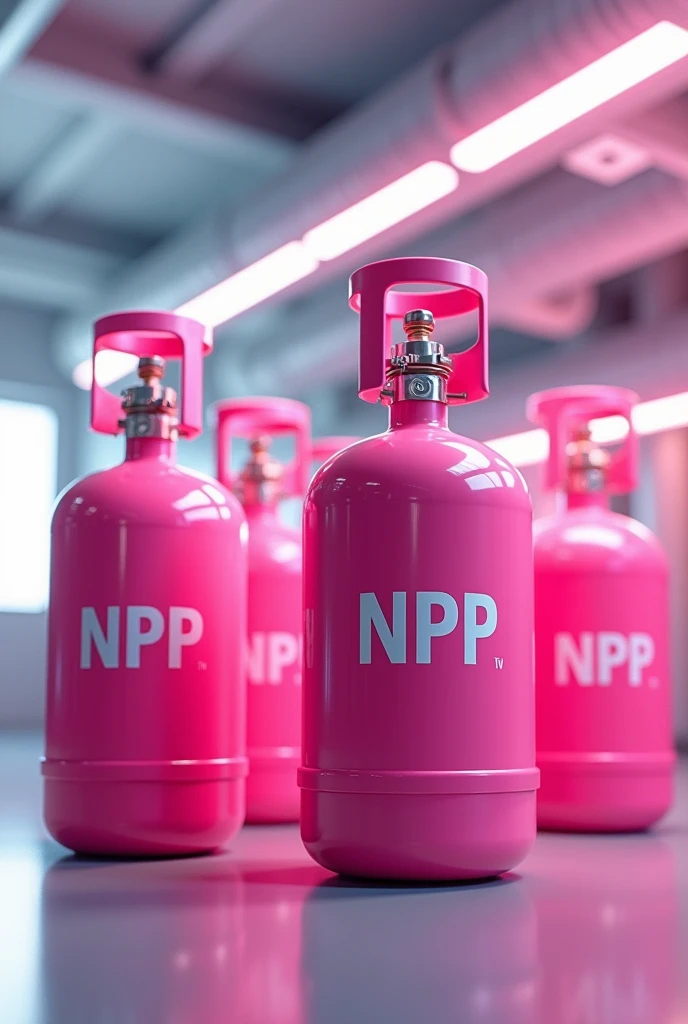 pink color gas cylinders with name NPP in modern