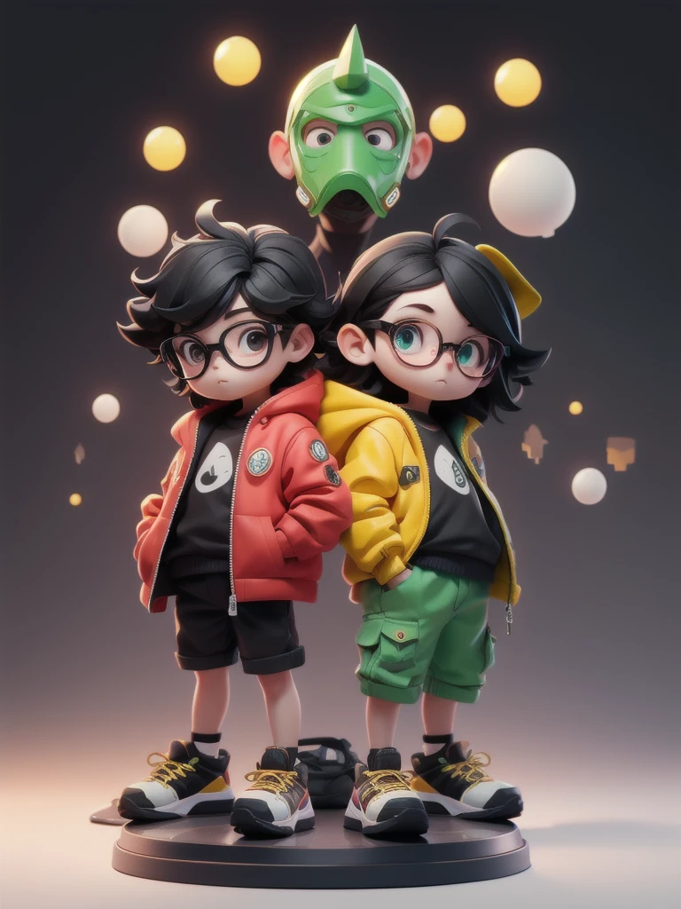 一人in,Looking_in_Audience,green_eye,Simple_background,shirt,black_Short Hair_Pointy,One person,black、Glasses、blackhair,Are standing,赤Jacket,full_body,male_concentrated,Multicolor_blackhair,shoes,Shorts,mask,black_Seven-minute length pants,ring,spike_hair,black_background,red_Jacket,male_,gas_mask,tube,respirinor,cineminic lighting,Strong contrast,High level of detail,Highest quality,masterpiece,White background,((blackメガネ))、Monkey mark、background、camera