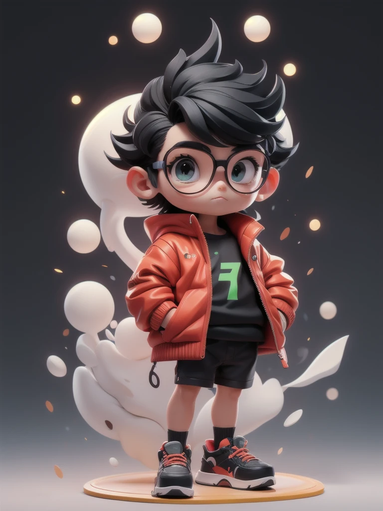 一人in,Looking_in_Audience,green_eye,Simple_background,shirt,black_Short Hair＿Pointy,One person,black、Glasses、blackhair,Are standing,赤Jacket,full_body,male_concentrated,Multicolor_blackhair,shoes,Shorts,mask,black_Seven-minute length pants,ring,spike_hair,black_background,red_Jacket,male_child,gas_mask,tube,respirinor,cineminic lighting,Strong contrast,High level of detail,Highest quality,masterpiece,White background,（(blackメガネ))、Monkey mark、background、camera