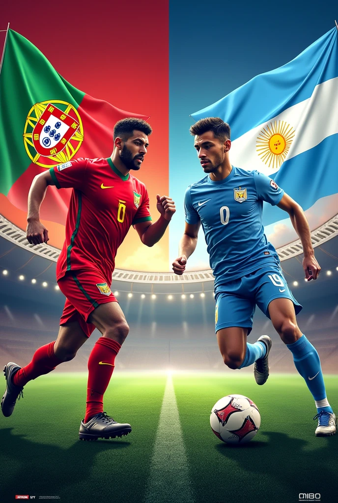 Affiche publicitaire  en français annoncent un  match de gala 
Détail figurant sur l’affiche 
Équipe : Portugal contre  argentine 
Heure :10h30
Stade : stade du marche
Lieu : biyem-assi
