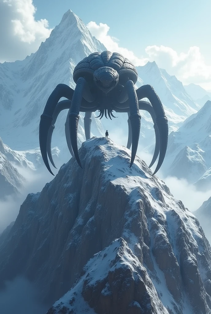 high detail, Clarity, 8 cc, stands on top of a mountain, Realism