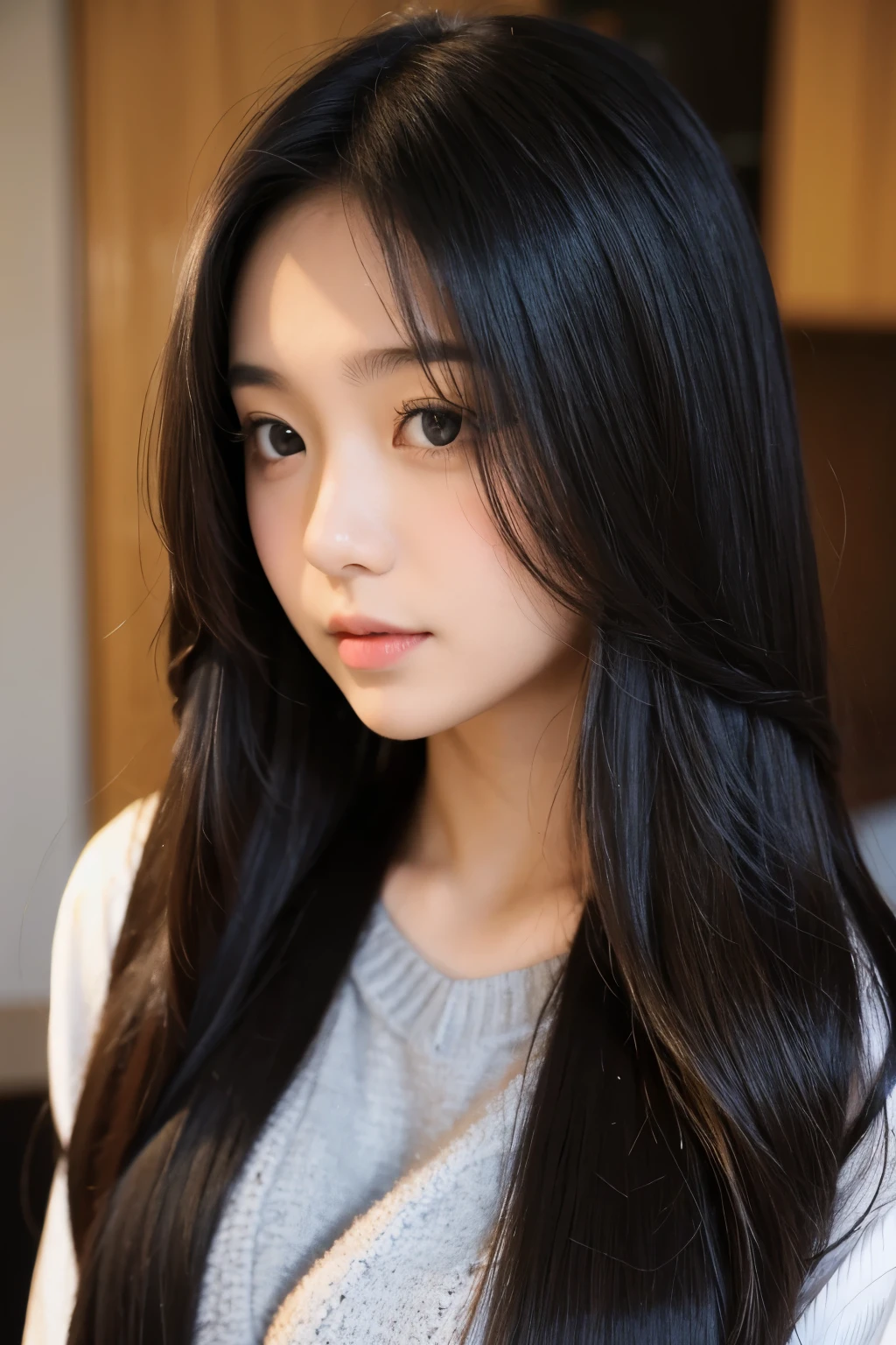 Girl. Junior high school beauty
Reality long hair