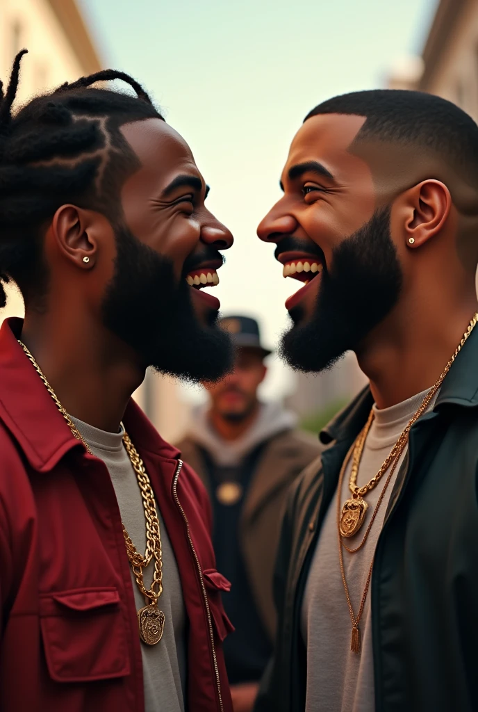 Kendrick Lamar and Drake laughing together