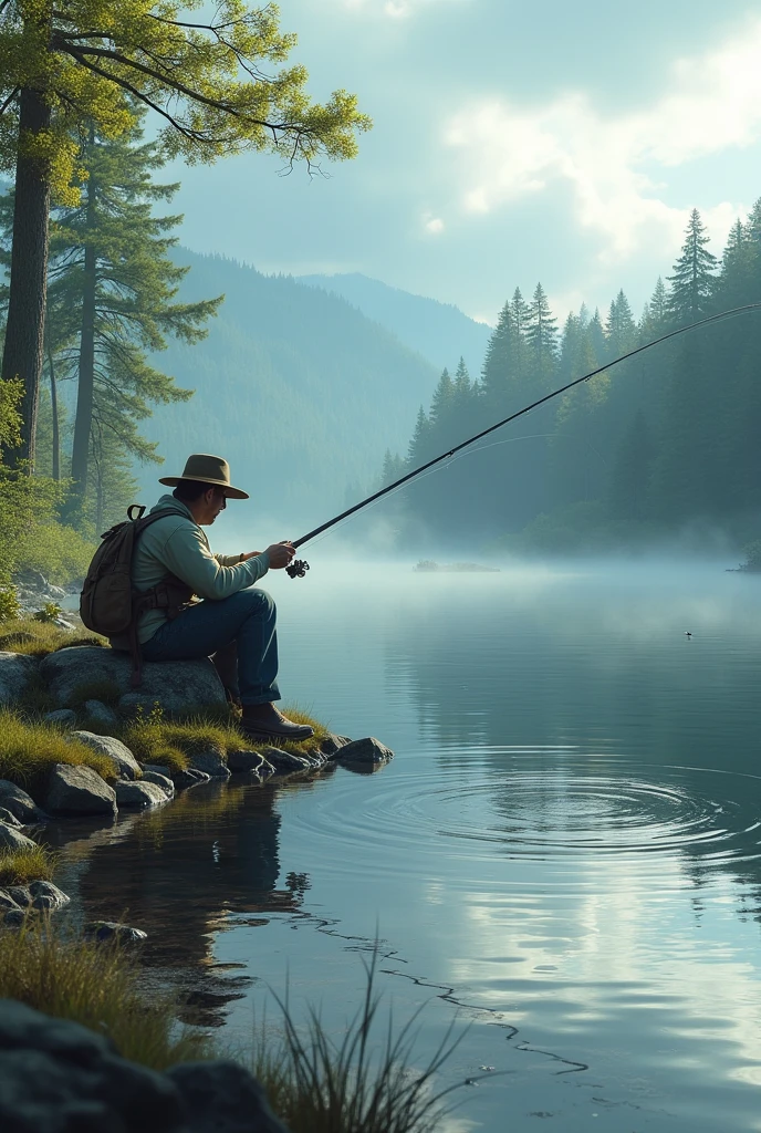 Fishing in the lake 