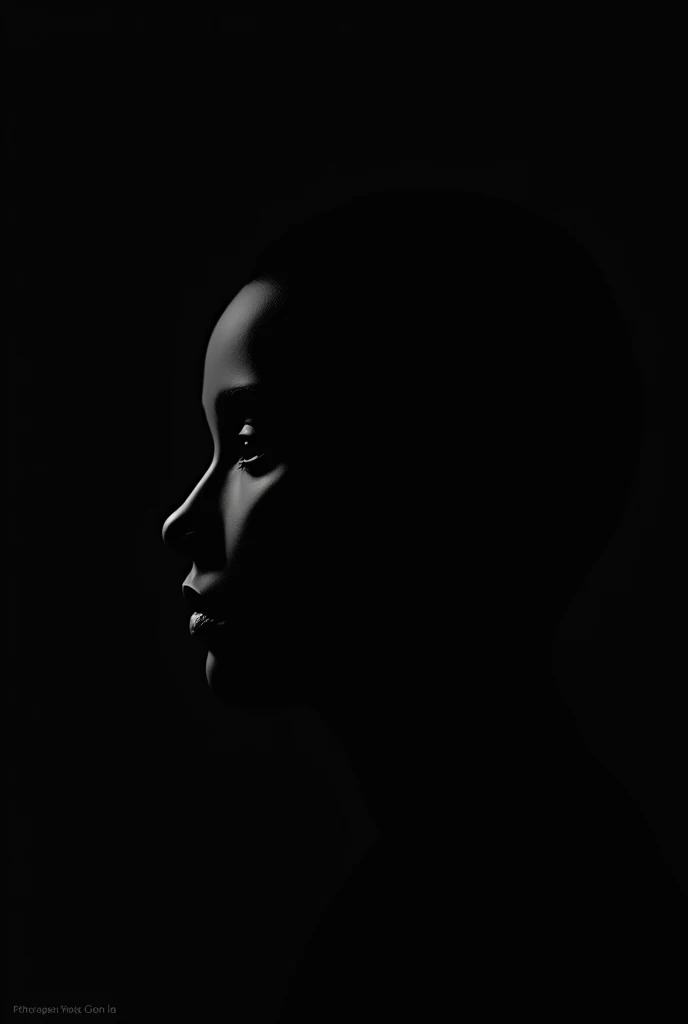 (photorealism:1.2), face silhouette on a black background
