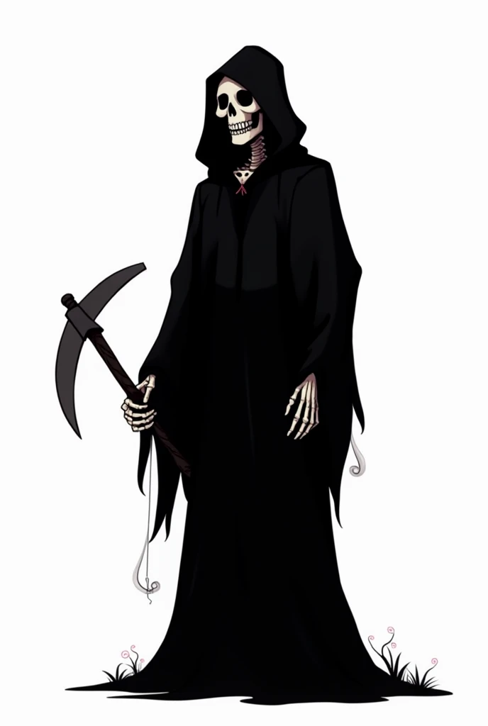 Halloween Grim Reaper Silhouette in white background Cartoon Style