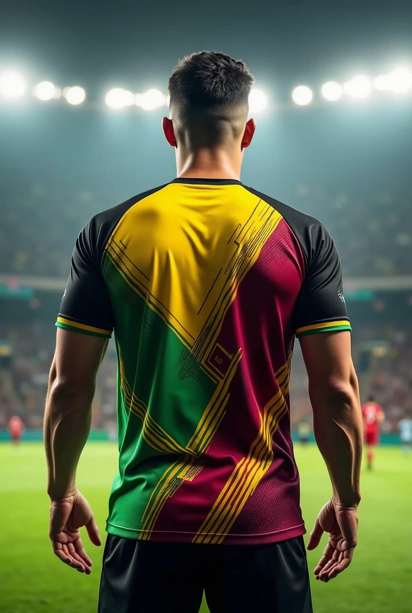 Yellow,maroon,green & black color sports jercy designs,