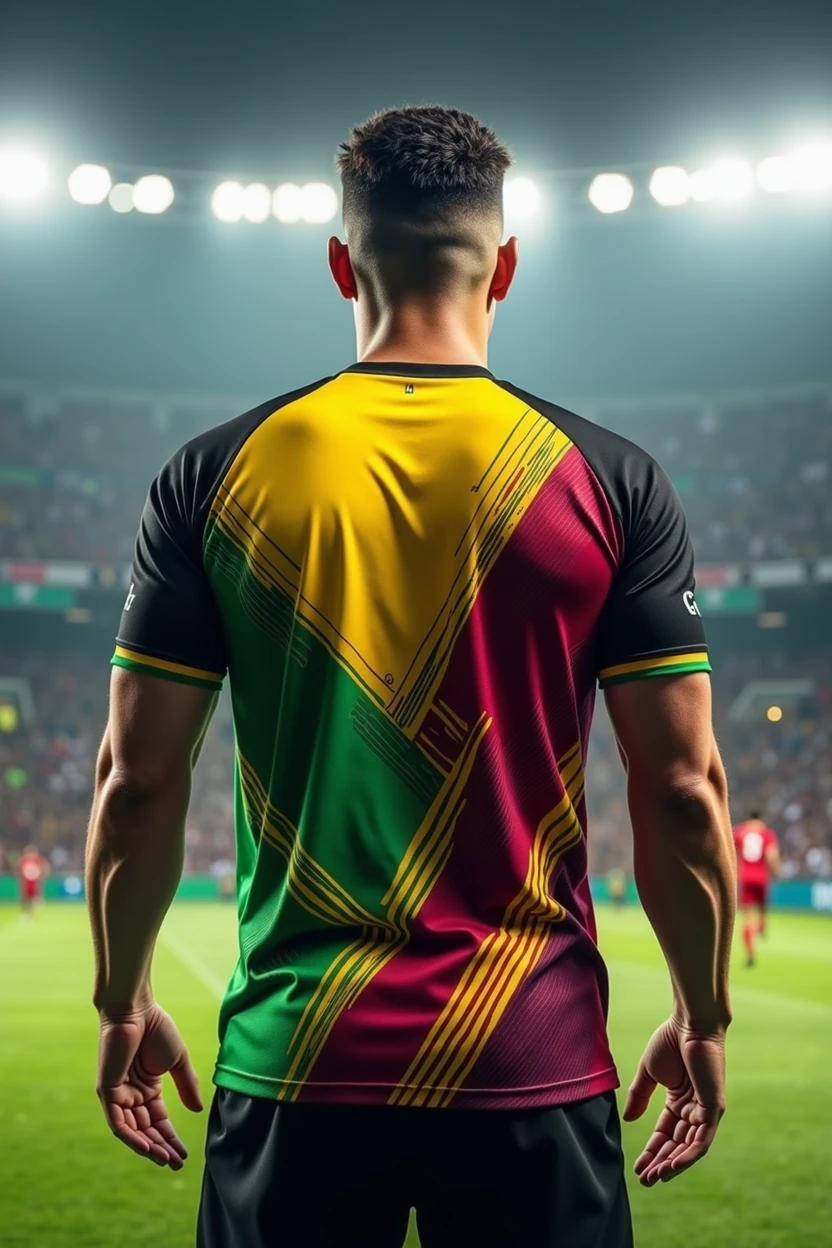 Yellow,maroon,green & black color sports jercy designs,