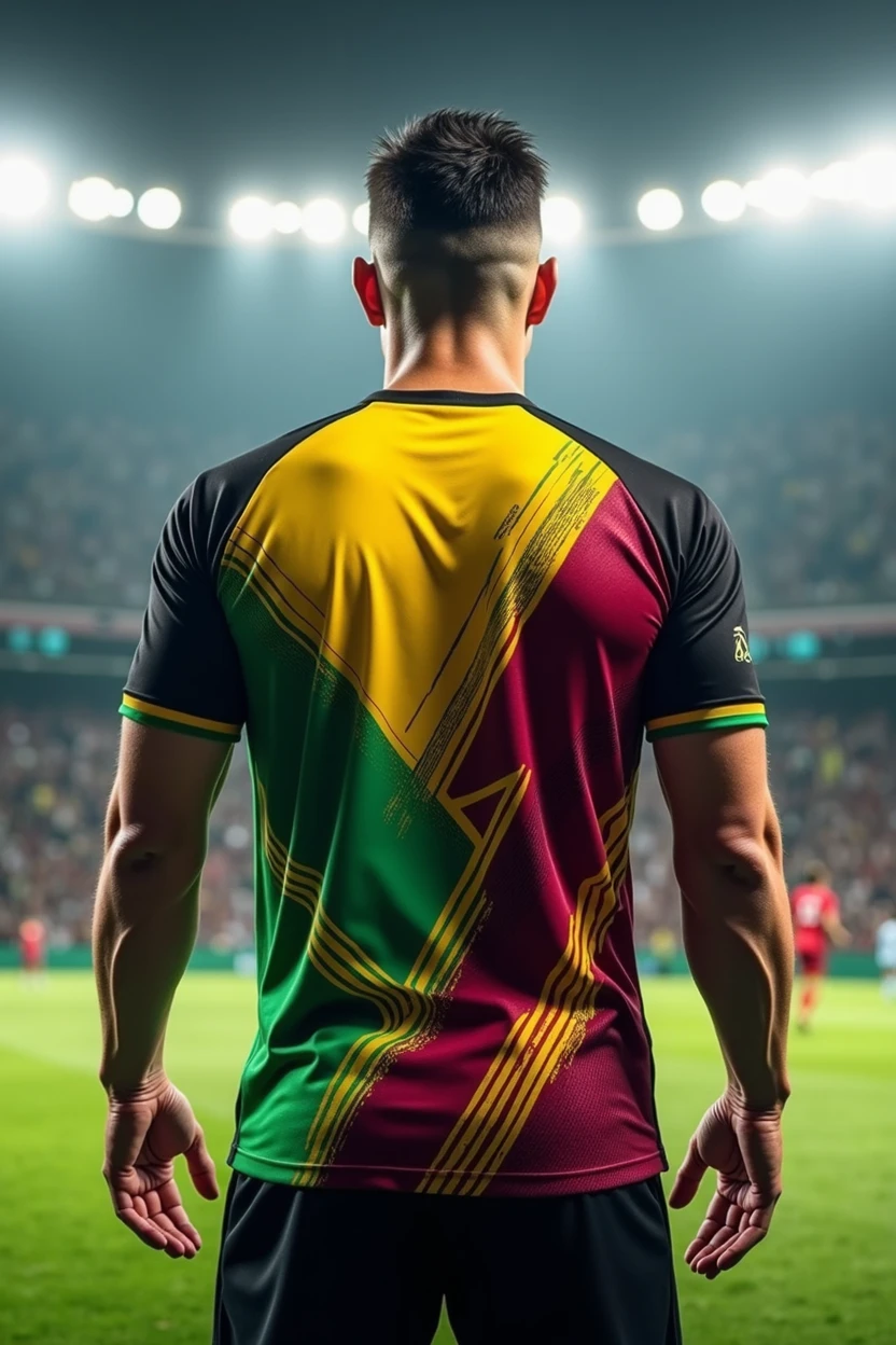 Yellow,maroon,green & black color sports jercy designs,
