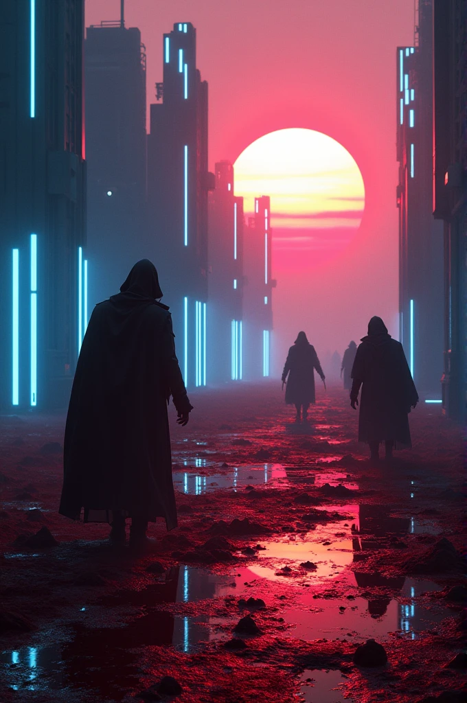 Futuristic slaughter
Filled with blood
With blue lights
And a beautiful sunrise