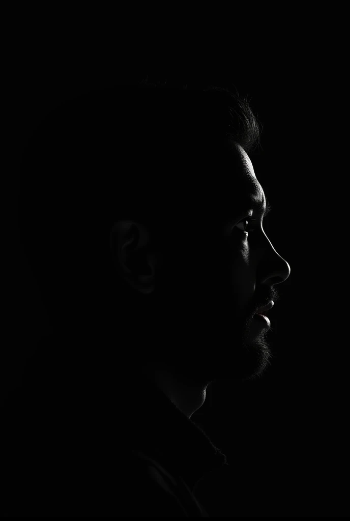 (photorealism:1.2), face silhouette on a black background
