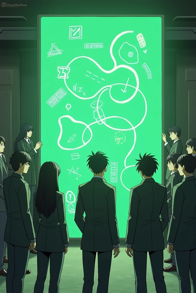 anime: demon slayer corps holding a green board written ABSTRACT ON